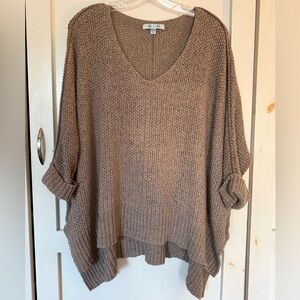 Open Knit Spring Summer Oversized Women's Boho Sweater - Taupe